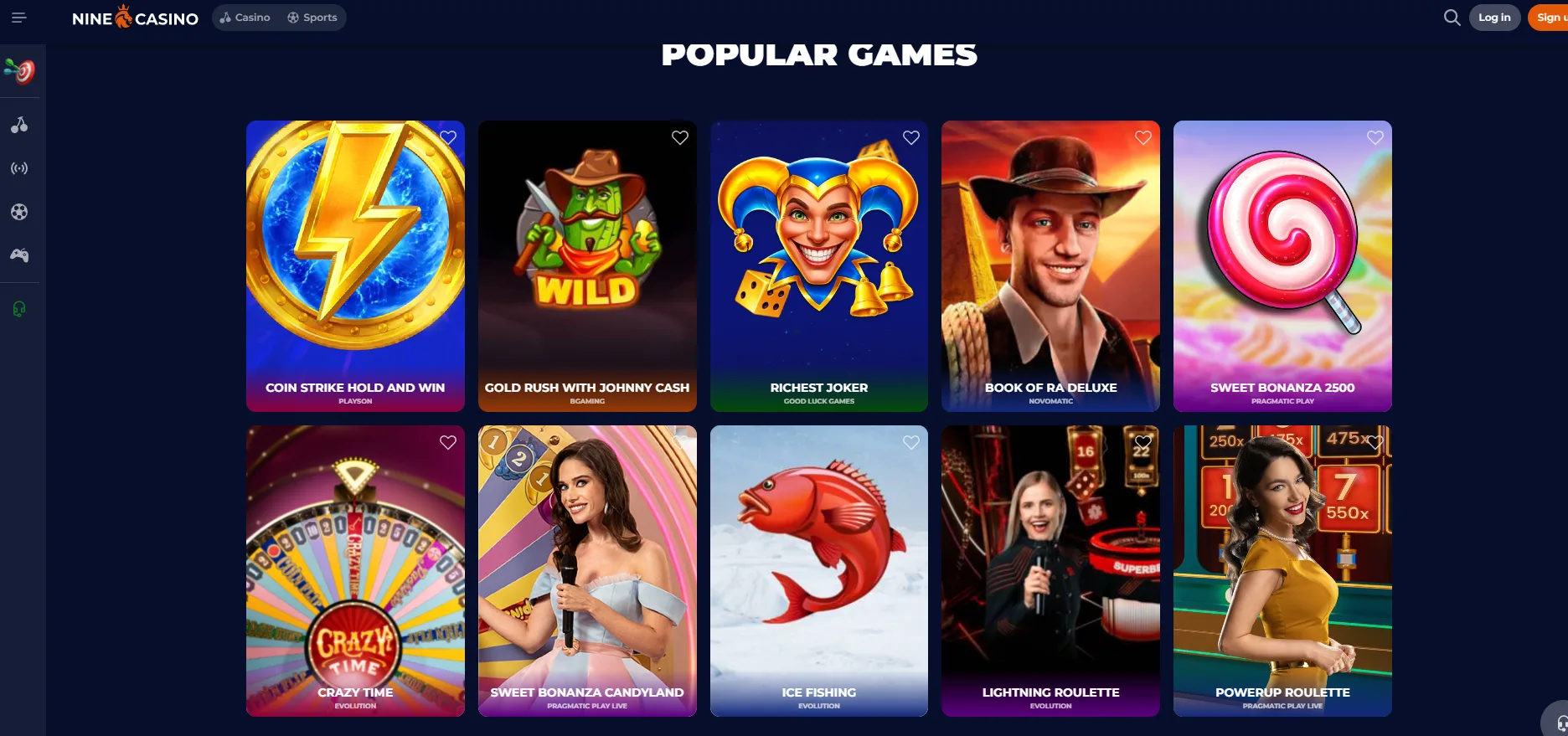 Nine Casino jeux